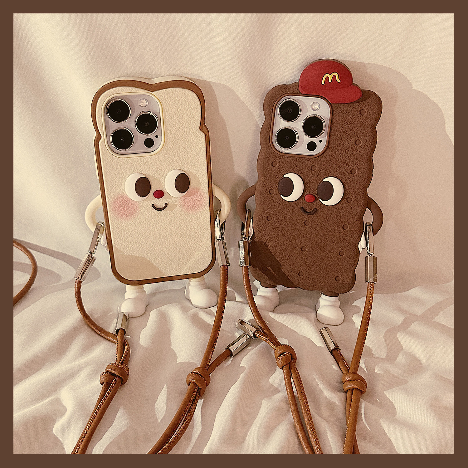 ins卡通站立吐司饼干适用苹果16ProMax手机壳iphone16新款15可爱14创意13女款15promax软硅胶保护套斜挎挂绳,3C数码配件,手机保护套/壳,淘宝优惠券,粉丝福利购,淘宝优惠卷