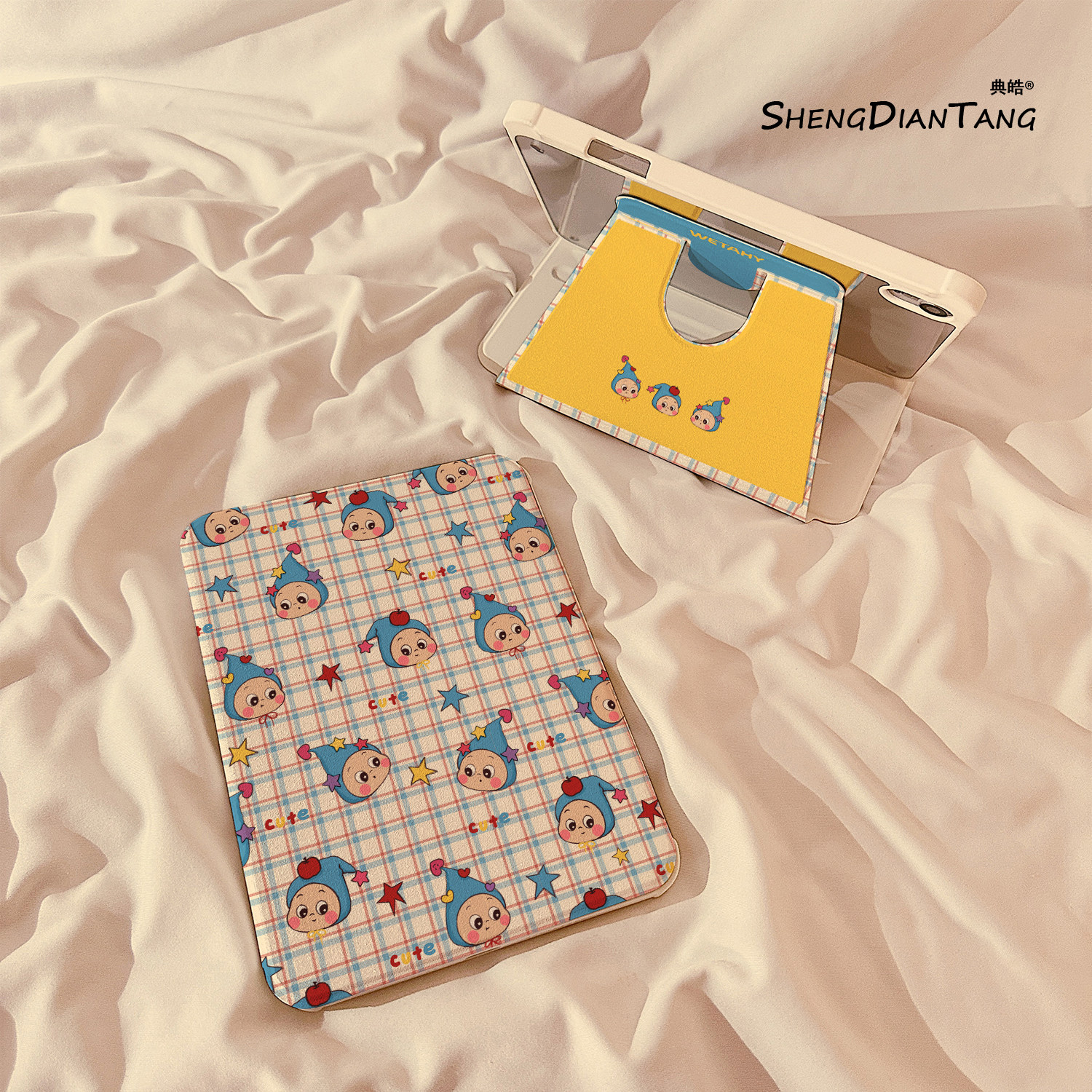 格子星星人头像360旋转iPadAir7/6保护套2025新款适用苹果iPad11保护壳平板10代Pro11寸Air5带笔槽mini7女款