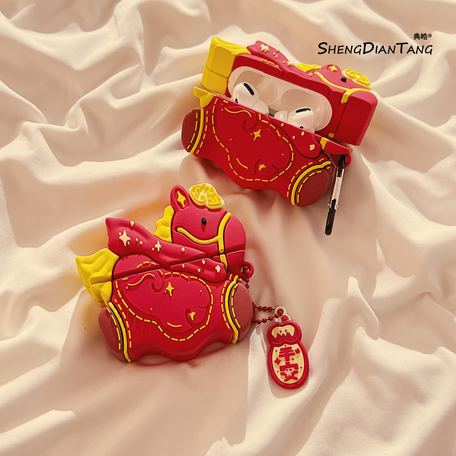 新年红色奔跑小马适用苹果Airpods4保护套新款2/3代无线蓝牙耳机软壳Airpods pro创意硅胶可爱卡通女款防摔