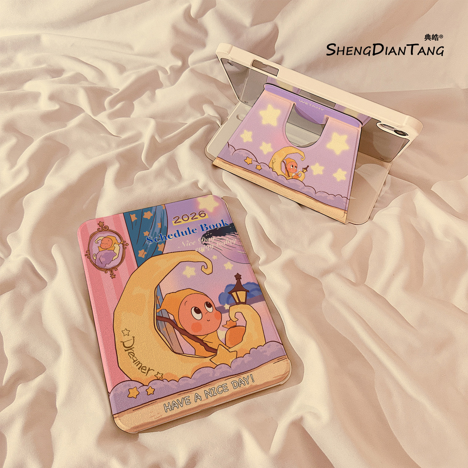 梦幻月亮星星人360旋转iPadAir7/6保护套2025新款适用苹果iPad11保护壳平板10代Pro11寸Air5带笔槽mini7女款