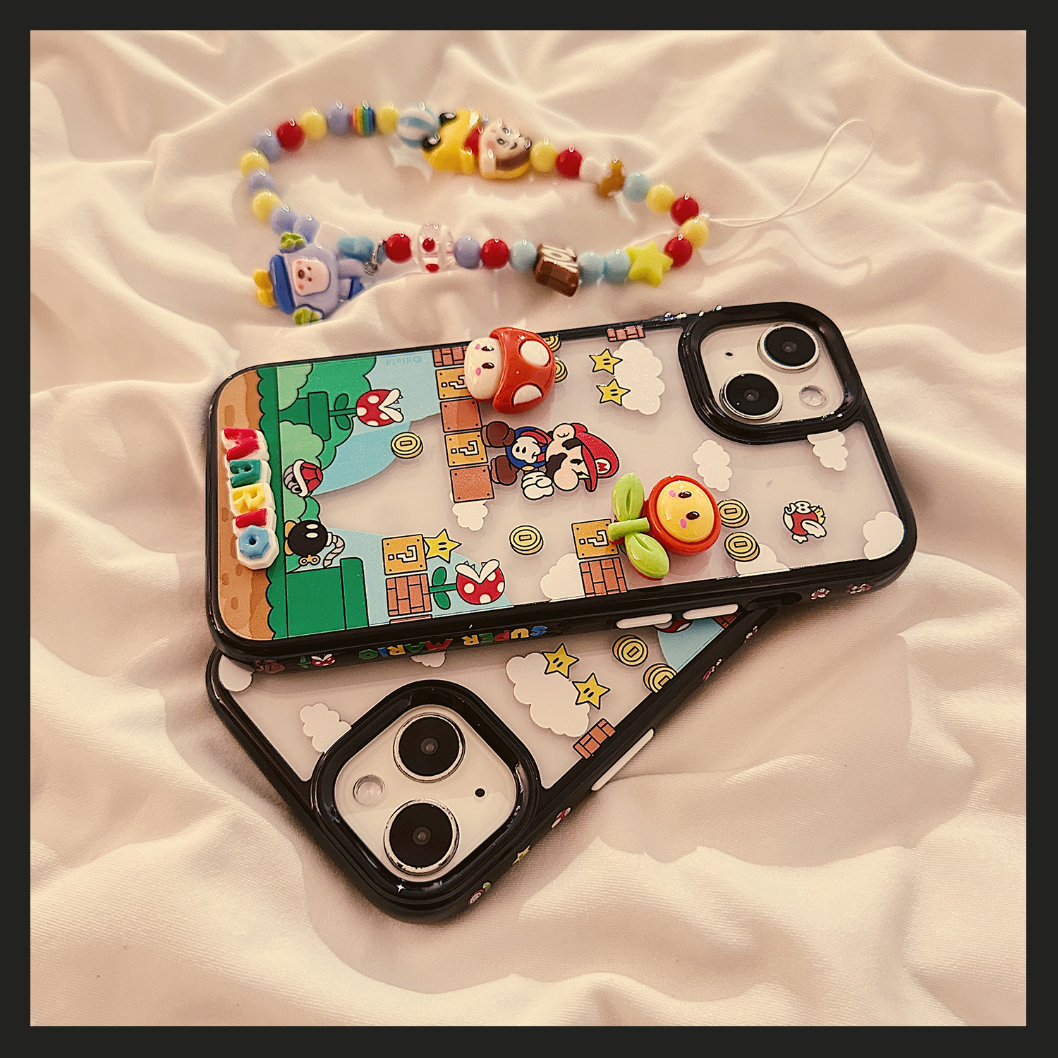 立体蘑菇马里奥游戏适用于苹果16ProMax手机壳iphone16新款15可爱14创意13透明女款15promax软硅胶保护套链条