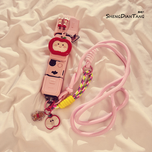 可爱红苹果餐盘适用大疆pocket3保护壳挂绳卡通机身硅胶套显示屏云台镜头保护盖相机手柄保护套配件2025新款