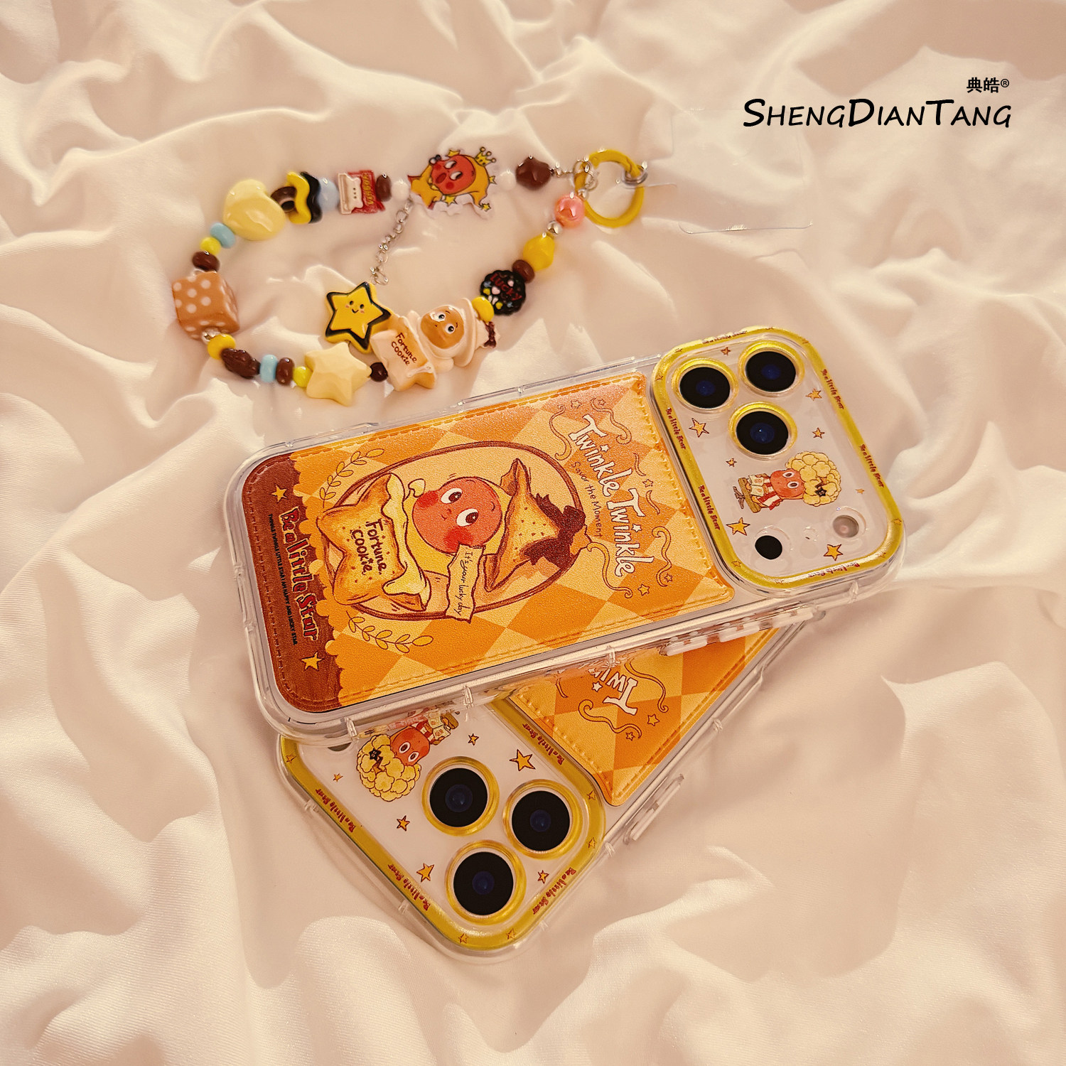 菱格卡通星星人饼干适用苹果17ProMax手机壳iphone17新款16pro可爱15创意14女款16promax软硅胶保护套链条