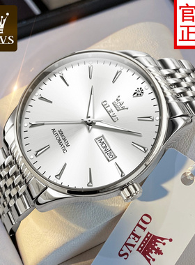 瑞士认证正品牌新款手表男士机械表男全自动防水纯银白色名式十大
