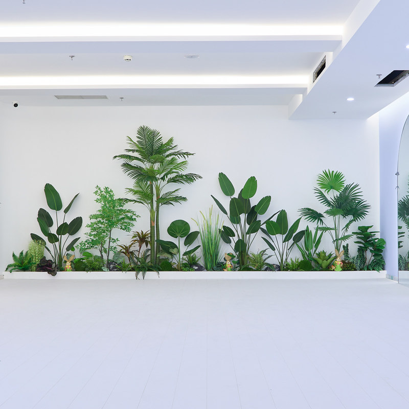 高端轻奢彷真绿色植物造景大型热带植物造景假绿植装饰彷真室内景