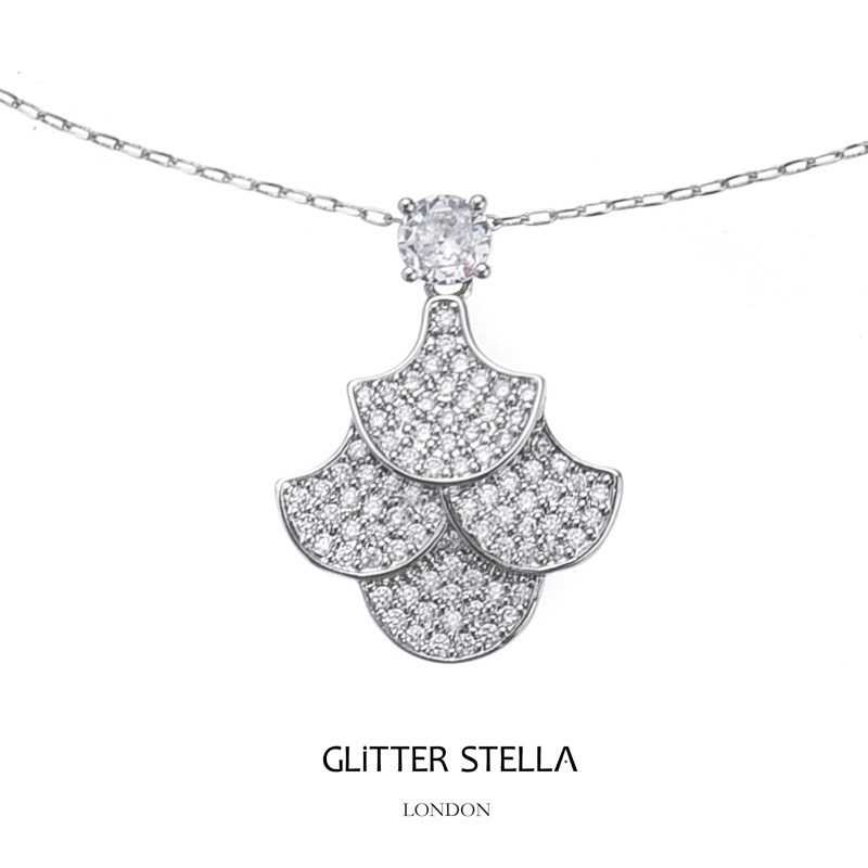 GLITTER STELLA新款原创设计小众设计师福宝扇形满锆吊坠项链女