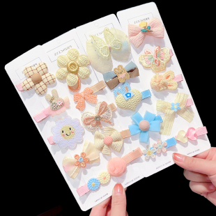 儿童发夹布艺全包发卡蝴蝶结套装卡通发饰小女孩碎发不伤发刘海夹