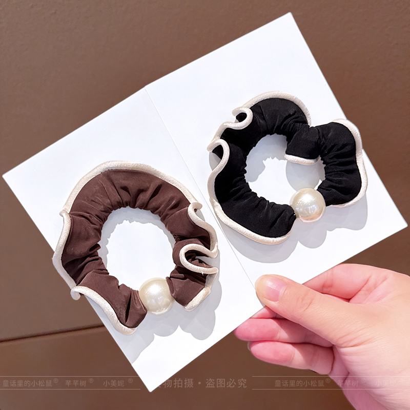 女孩珍珠裙边大肠发圈公主扎头发不伤发橡皮筋小女孩扎高马尾发绳