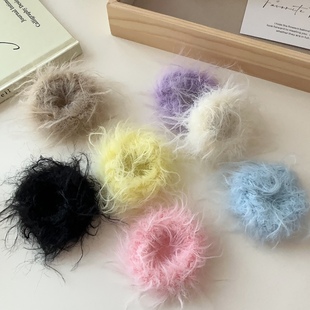 秋冬儿童毛绒发圈女童可爱扎高马尾甜美头绳不伤发弹性好发绳头饰