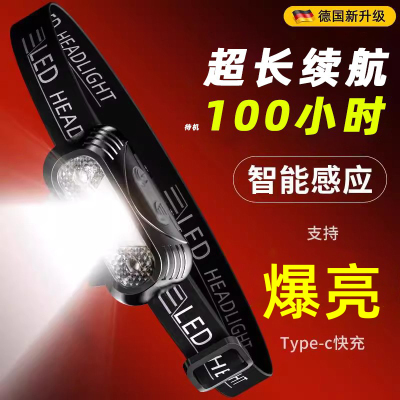 夜钓头戴式头灯2025新款强光超亮超长续航100小时钓鱼专用手电筒