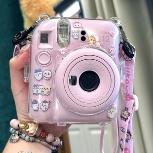 拍立得mini12保护套富士相机雪莉玫贴画透明硬壳保护相机外壳防摔