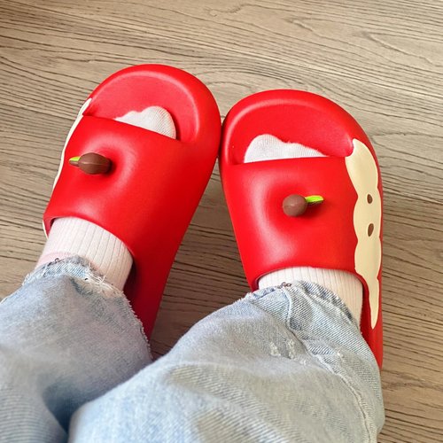 苹果拖鞋厚底居家室内女夏外穿旅游海边凉拖鞋可爱少女心一字拖