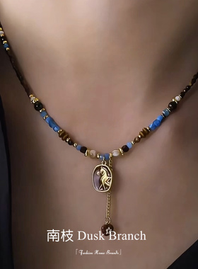 新中式小花花朵流苏项链女