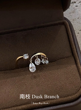 复古马眼水滴锆石戒指女