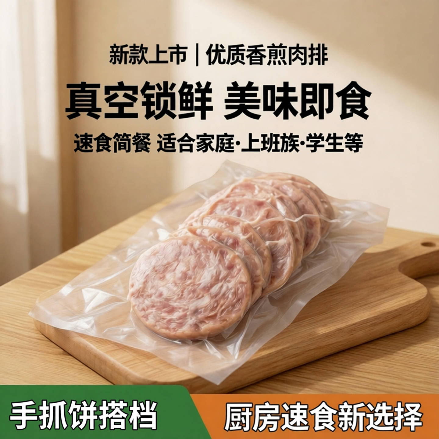 新款上市优质香煎肉排猪排鸡排真空包装肉类熟食手抓饼搭档