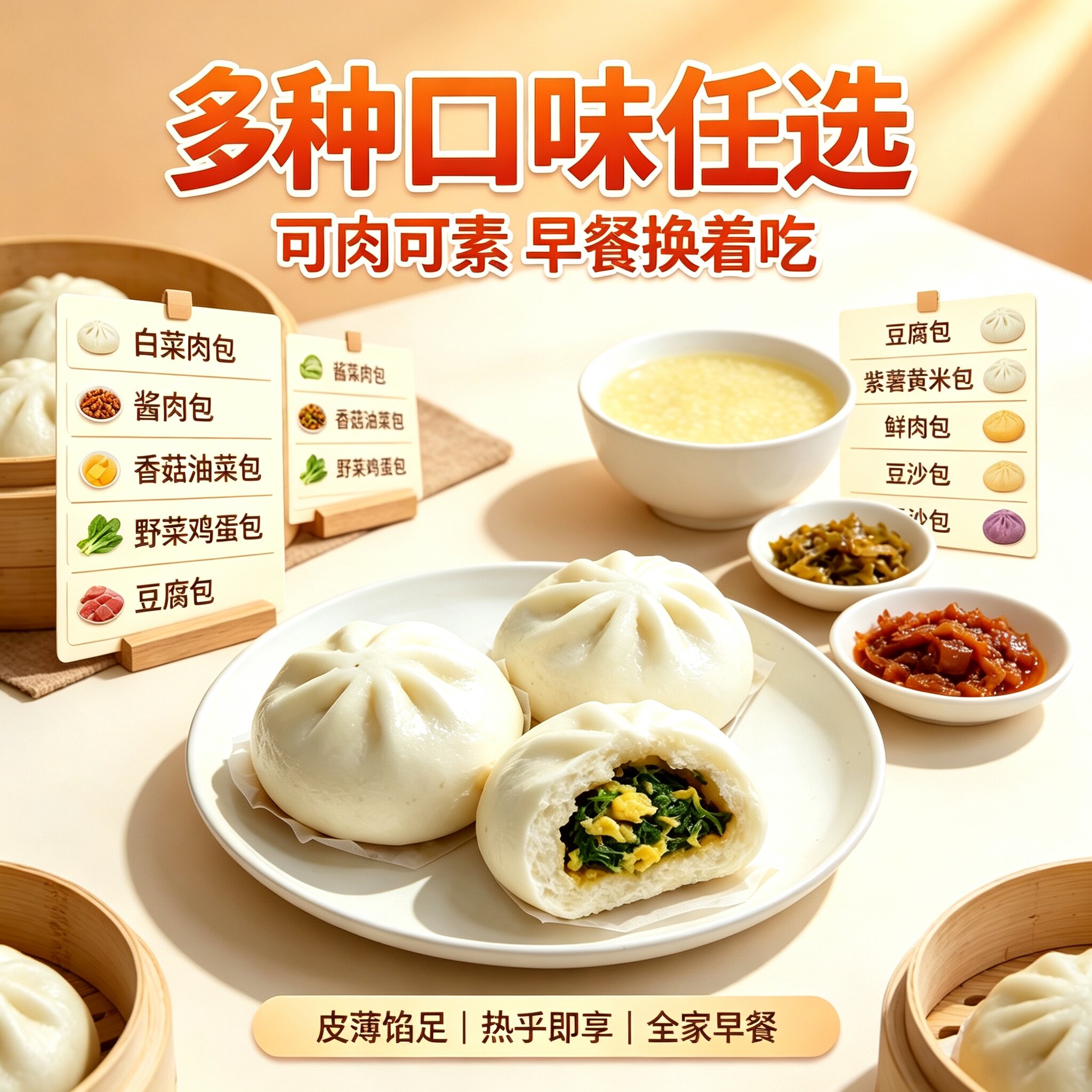 隆泰食品野菜鸡蛋荠菜包早餐速食图片