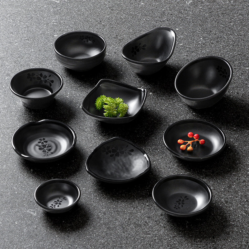 祥源美密胺餐具小碟子商用小号味碟火锅蘸料碟黑色酱油辣椒调料碟