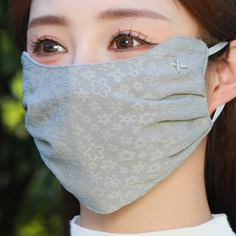 新款加厚蕾丝提花保暖口罩女秋冬季立体透气性感时尚防风抗寒面罩