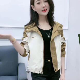 短款外套女春秋2025新款小个子冬季加绒宽松显瘦连帽风衣夹克上衣