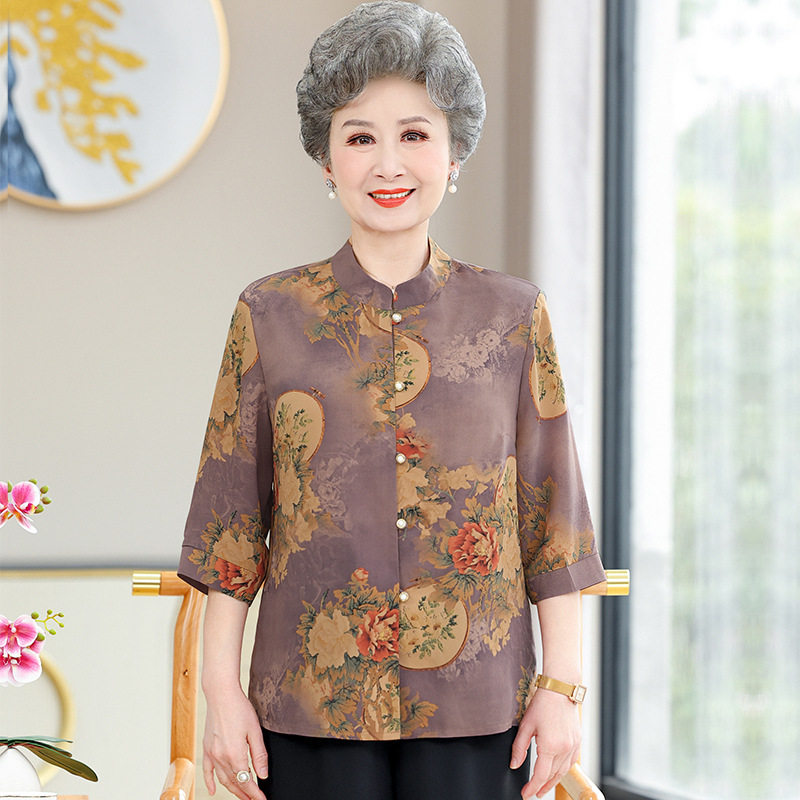 中国风老年人妈妈夏装七