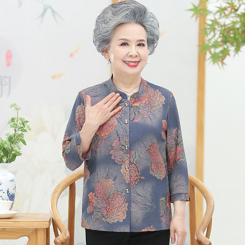 中老年人夏装衬衣女老太
