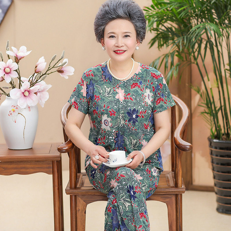 夏季中老年女装短袖t恤套