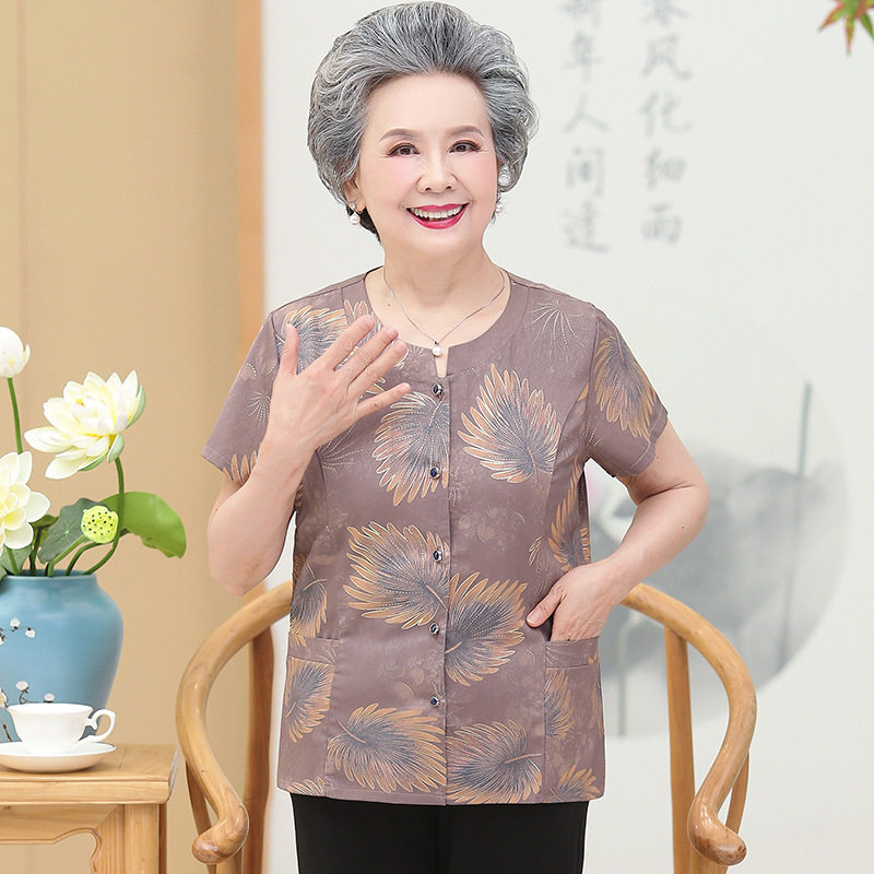 妈妈夏装短袖衬衫中老年