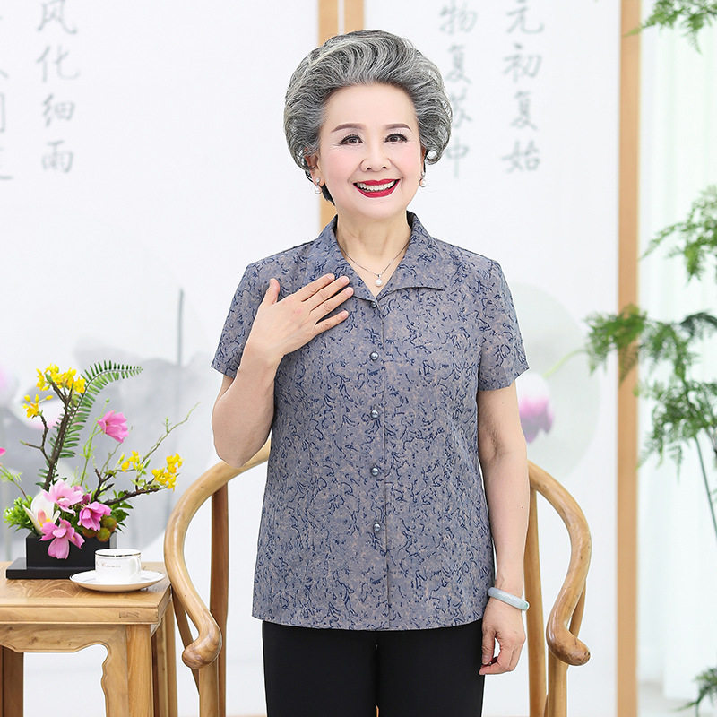 奶奶装夏装短袖套装中老