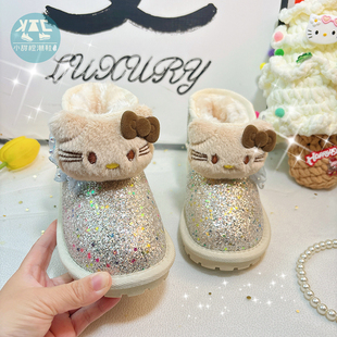 女童可爱卡通雪地靴女款厚底加绒保暖儿童2025年巨好看的新款冬季