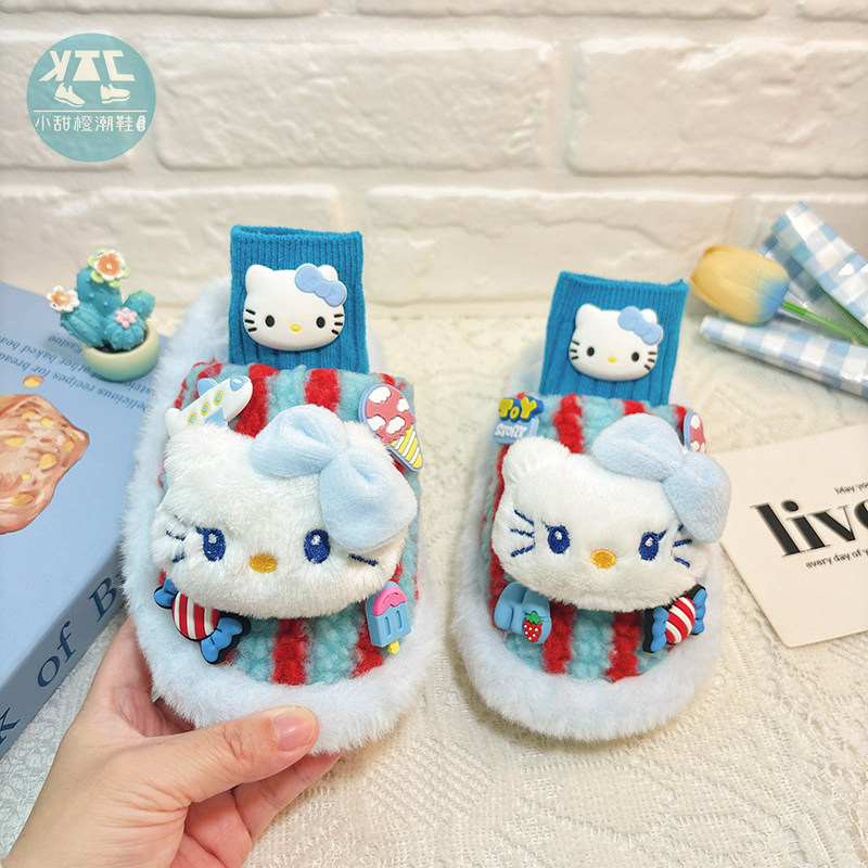 女童卡通包头毛绒棉拖鞋儿童公主毛毛拖鞋家居冬外穿冬天2025新款