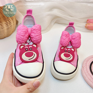 女童幼儿童粉色帆布鞋软底不累脚2025新款中大童宝宝室内鞋篮球鞋