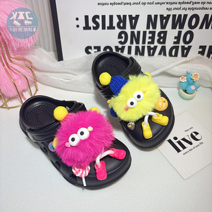 女童女孩洞洞鞋夏季夏天小孩幼儿童宝宝拖鞋居家室内防滑2025新款