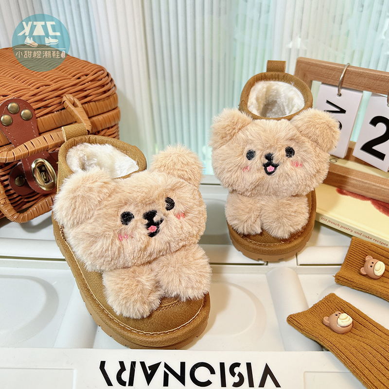 儿童秋冬大棉小熊雪地靴防滑耐磨