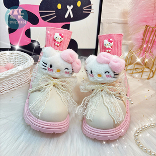 公主风女童粉色马丁靴2025新款女宝儿童鞋超火的靴子洋气时髦短靴