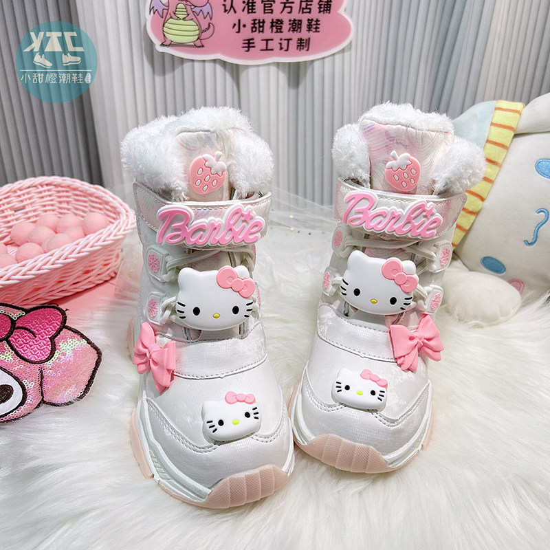 女童秋冬大棉加绒加厚雪地靴防水
