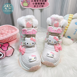 女宝女孩白色雪地靴冬季2025新款高桶加绒加厚防滑防水儿童大棉鞋