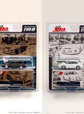 Hobby Japan 1:64 三菱 EVO 3 4 头文字D 30周年挂卡合金汽车模型