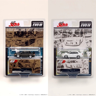 Hobby Japan 1:64 三菱 EVO 3 4 头文字D 30周年挂卡合金汽车模型