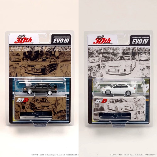 Hobby Japan 1:64 三菱 EVO 3 4 头文字D 30周年挂卡合金汽车模型