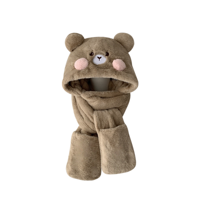 雷锋帽骑车可爱女秋冬腮红小熊