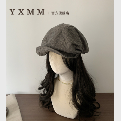 古着风穿搭杂色亚麻贝雷帽女春夏