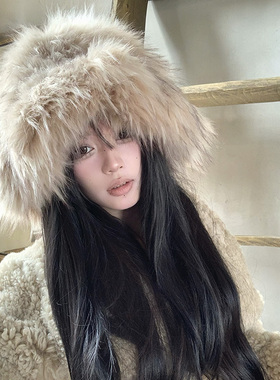 新款朋克风保暖仿皮草波浪边渔夫帽女冬季加绒加厚显脸小雷锋帽潮