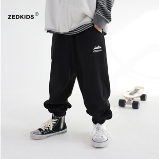 男童加绒运动裤一体绒卫裤中大童冬季裤子柔软不倒绒哈伦裤校园裤