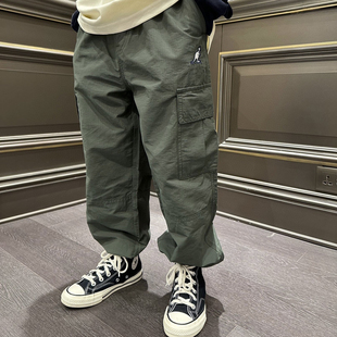 男童裤子秋冬季童装长裤潮牌加绒工装裤学生裤校园中大童装休闲裤