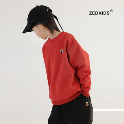 儿童新年红色卫衣加绒款2025蛇年衣服男女大童喜庆本命年童装上衣