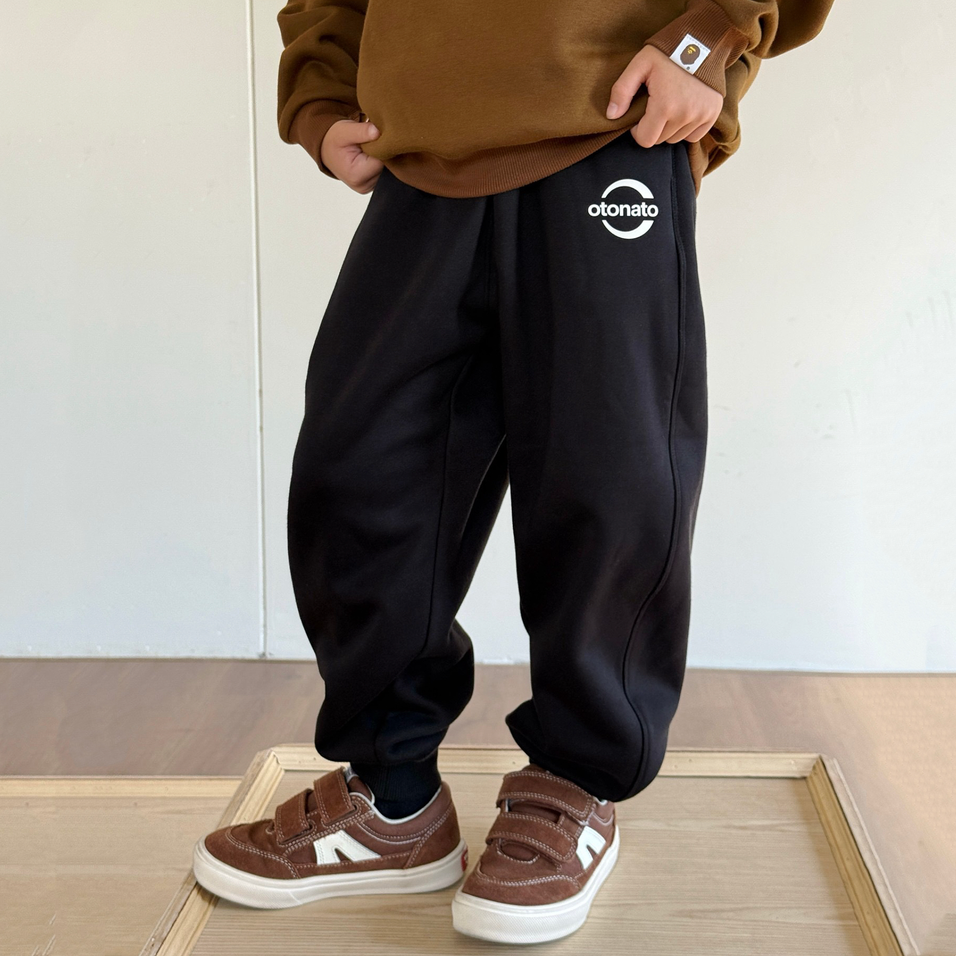 张恩朵童装【不倒绒】儿童加绒香蕉裤冬季男女童一体绒运动裤卫裤