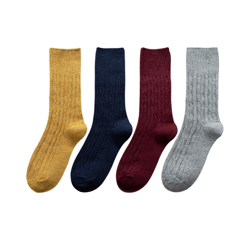 양말 여성 양모 양말 중반 송아지 양말 플러스 벨벳 두꺼운 따뜻한 가을 겨울 긴 캐시미어 높은 양말 파일 양말 T