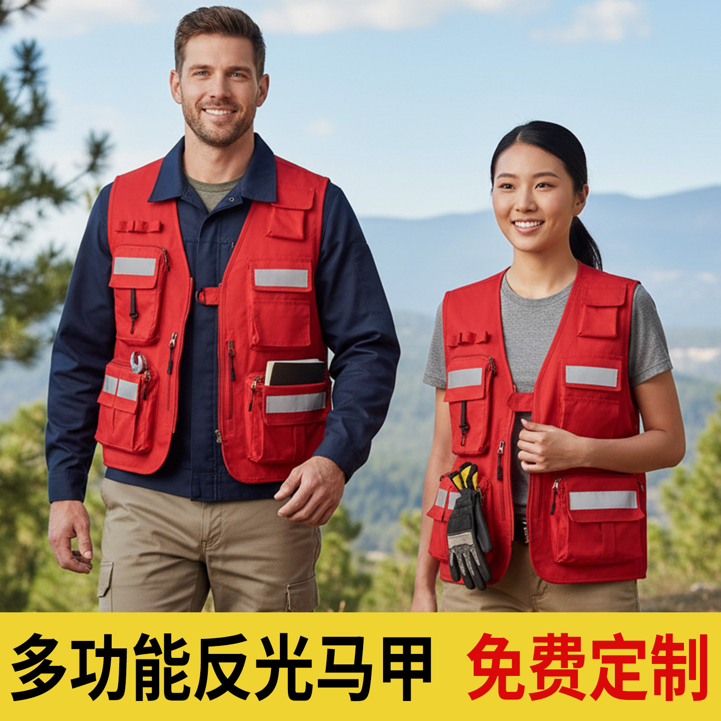 反光背心多口袋高档消防应急救援马甲森林防火安全员工作服定制,五金/工具,反光安全服,淘宝优惠券,粉丝福利购,淘宝优惠卷