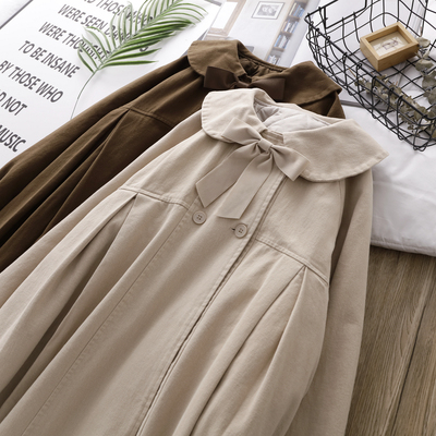 中长款韩版宽松蝴蝶结装饰棉服