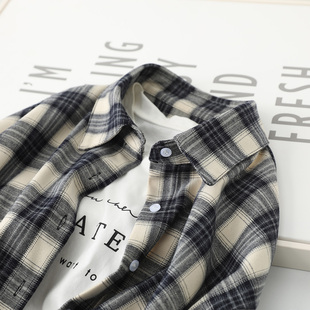 2021春秋宽松复古格子衬衫 衬衣港味显瘦宽松外套学生BF风 女士长袖